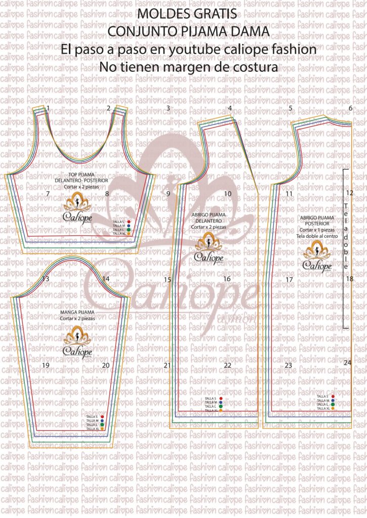 Conjunto de pijama de 3 peças fácil - molde parte 1
