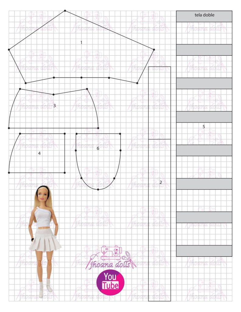 Conjunto de tenista para Barbie - molde parte 1