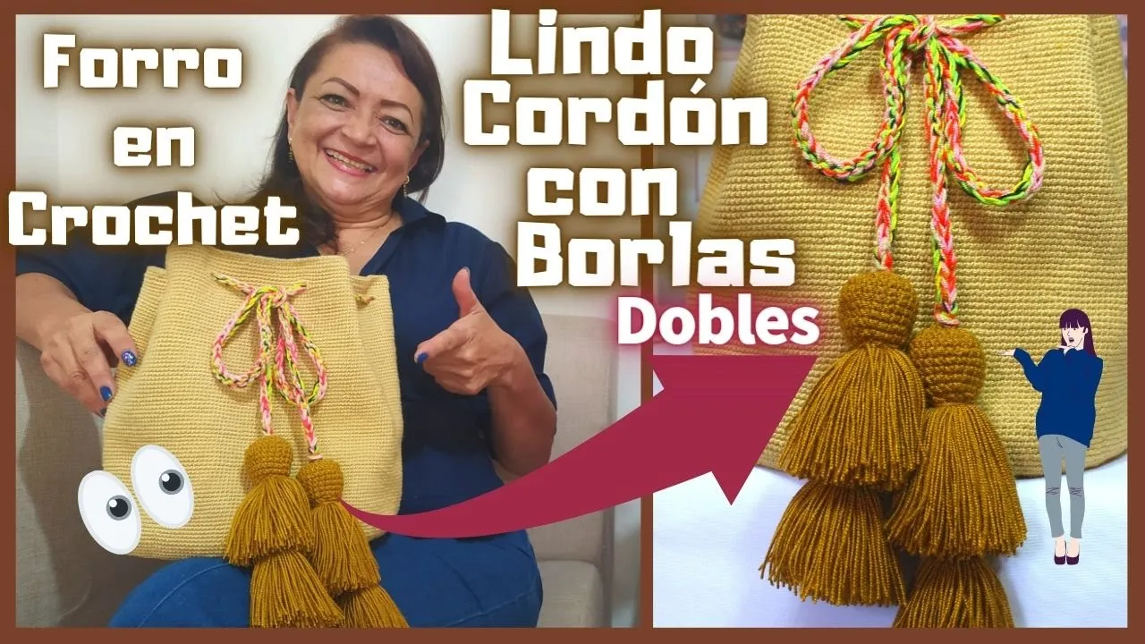 Cordão com borlas duplas para mochila ou cortina