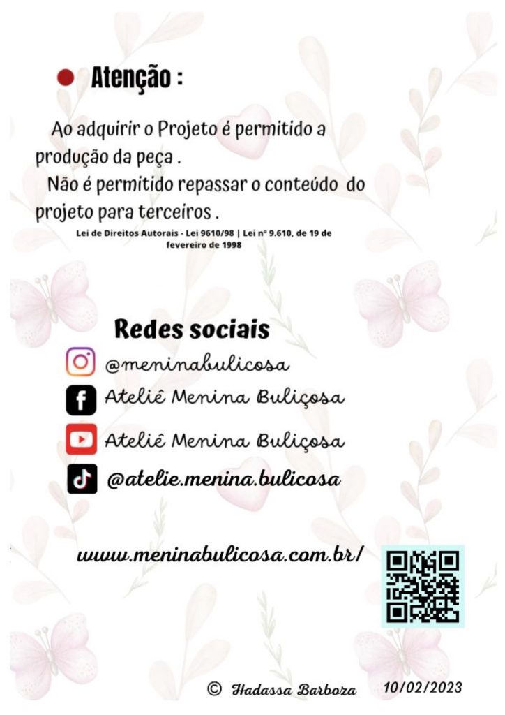 Corpo da boneca de pano Alice - molde parte 2