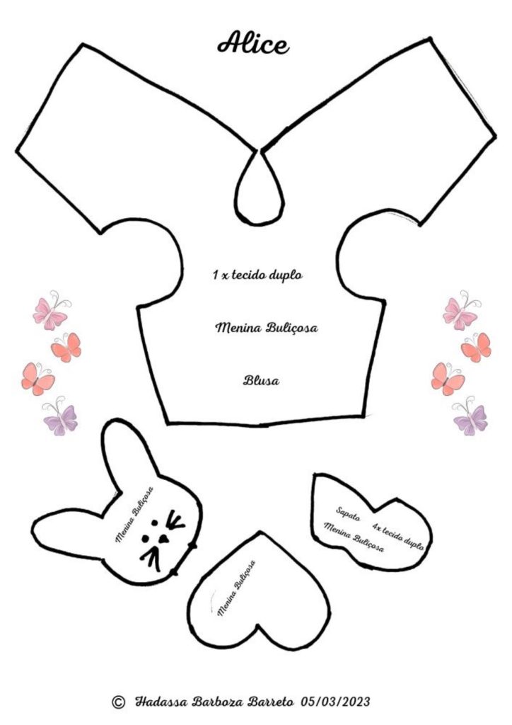 Corpo da boneca de pano Alice - molde parte 5