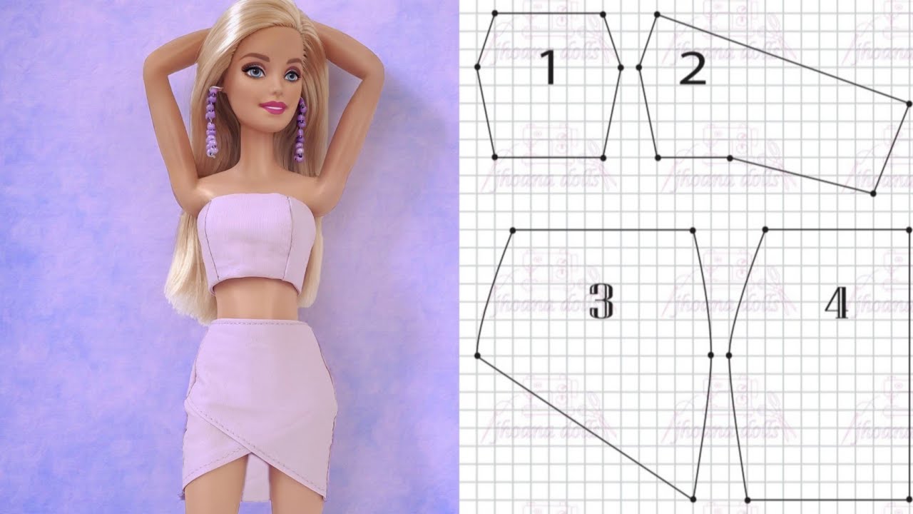 Cropped e saia assimétrica para Barbie modelo 106