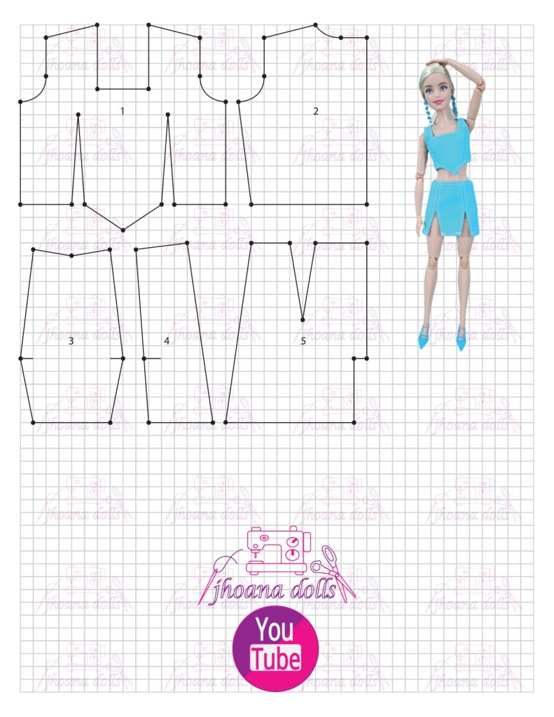 Cropped e saia para Barbie modelo 47 - molde parte 1