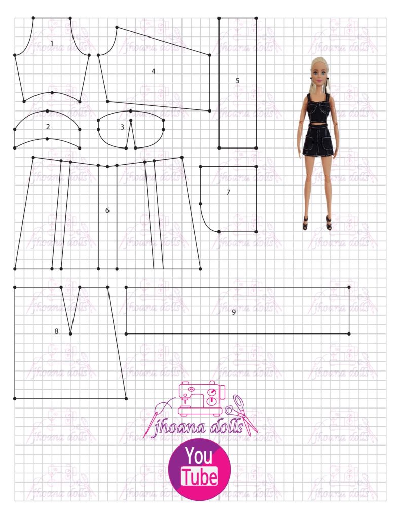 Cropped e saia para Barbie modelo 51 - molde parte 1