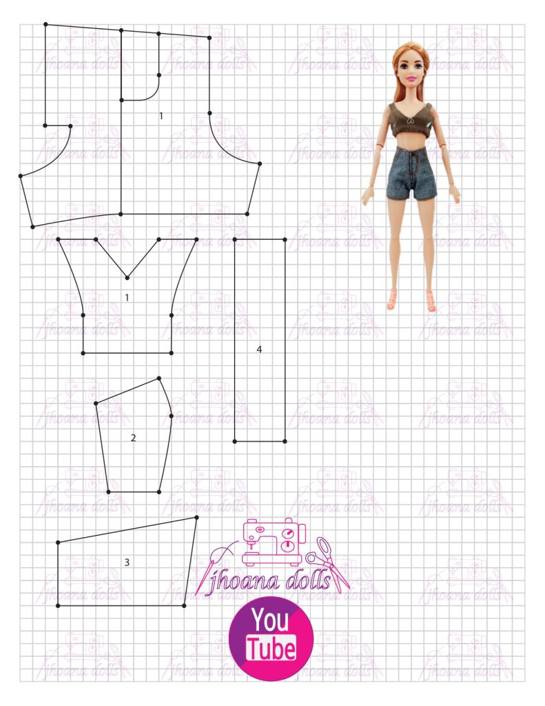Cropped e short para Barbie - molde parte 1