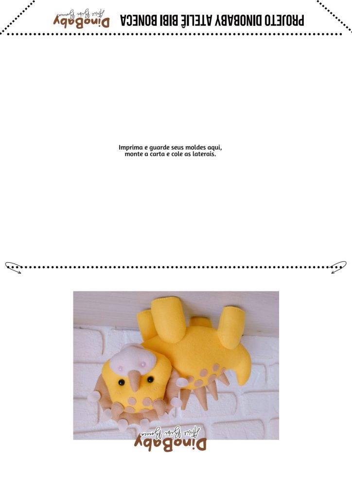 Dinossauro baby de feltro passo a passo, costurado à mão ou na máquina - molde parte 5