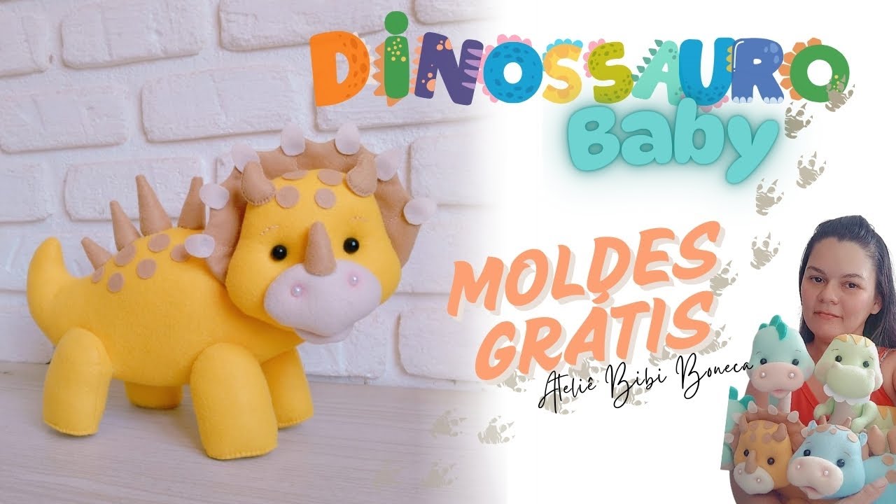 Dinossauro baby de feltro passo a passo, costurado à mão ou na máquina