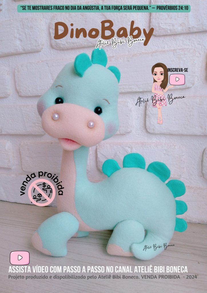 Dinossauro baby de feltro passo a passo parte 2 - molde parte 1