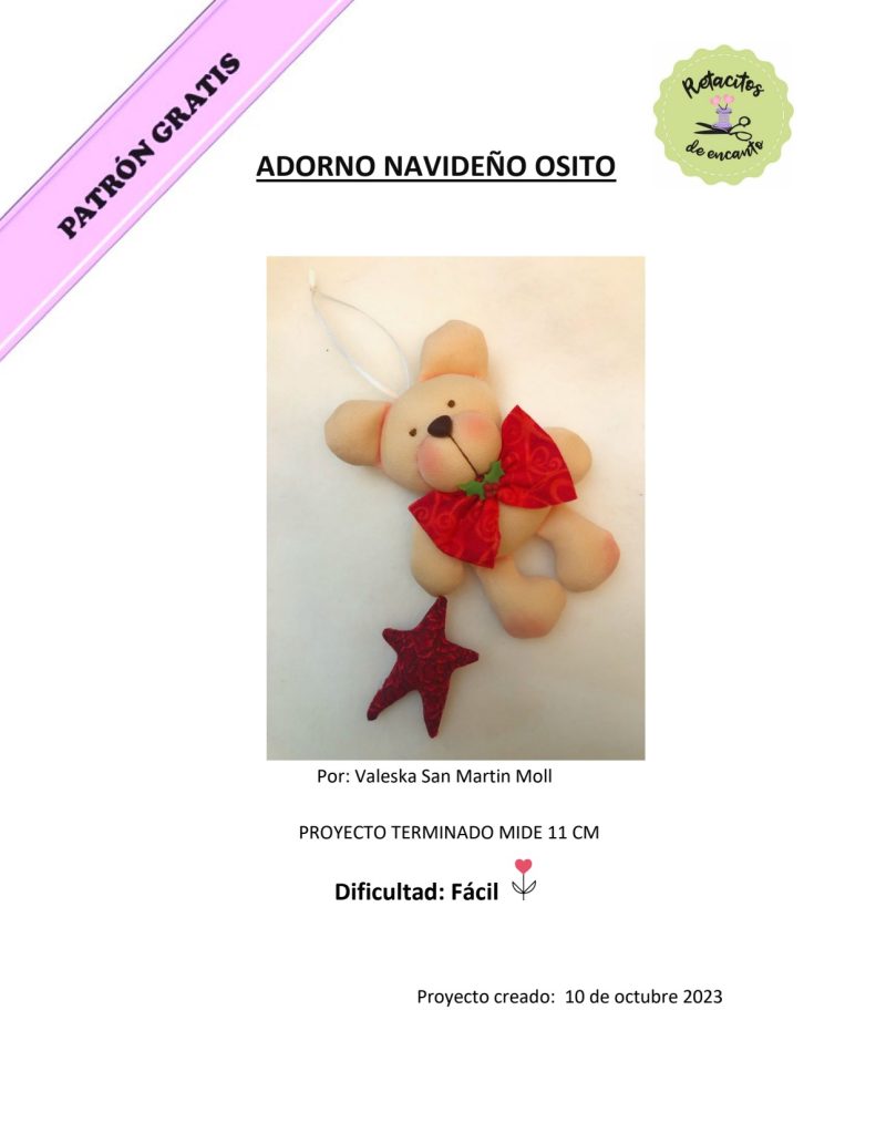 Enfeite de Natal de ursinho - molde parte 1