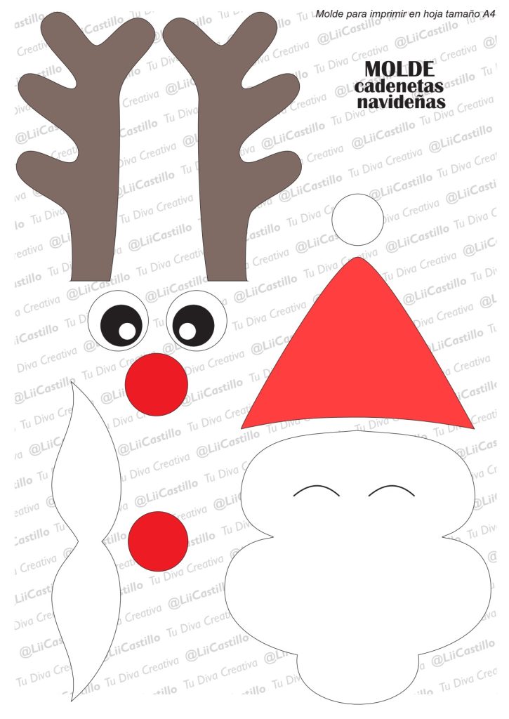 Enfeites de Natal de papel – correntes natalinas - molde parte 1