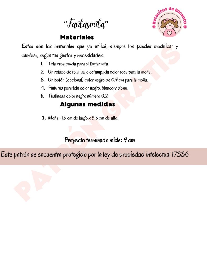 Fantasminha country de tecido - molde parte 2