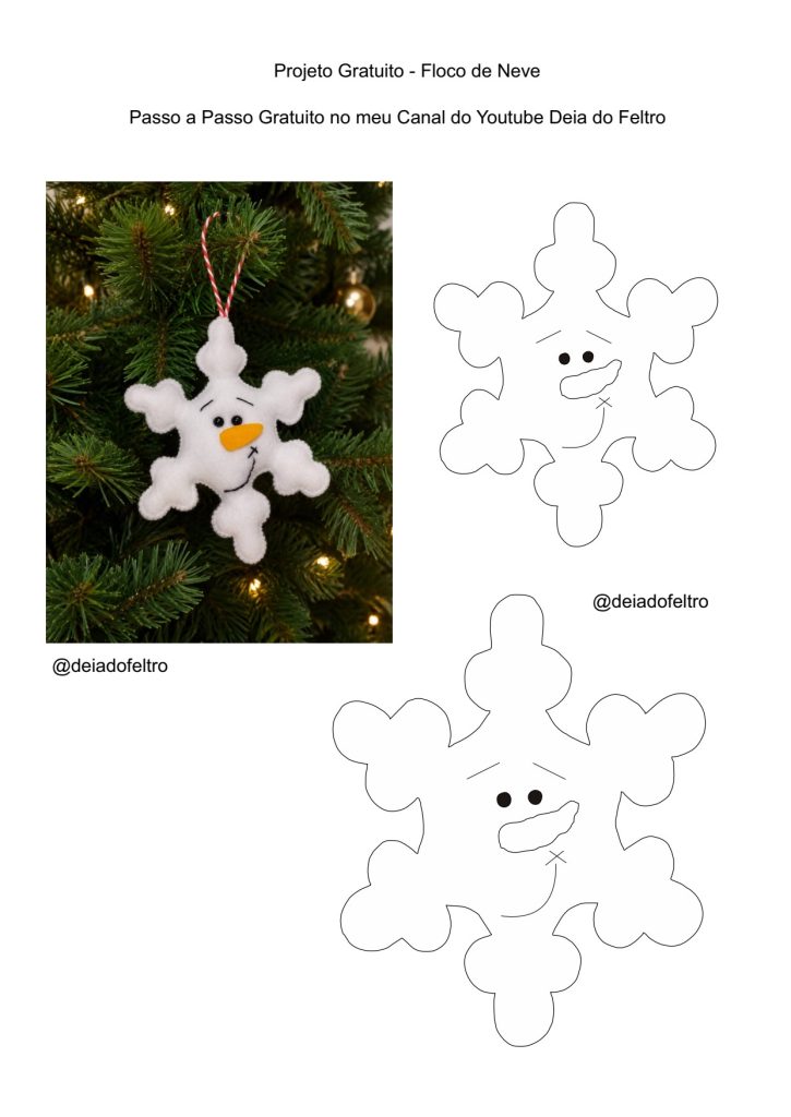 Floco de neve de feltro - molde parte 1