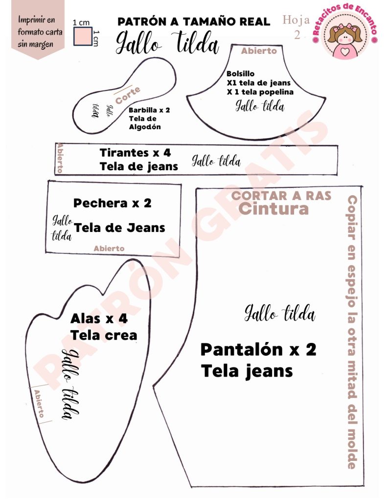 Galo Tilda fazendeiro - molde parte 4
