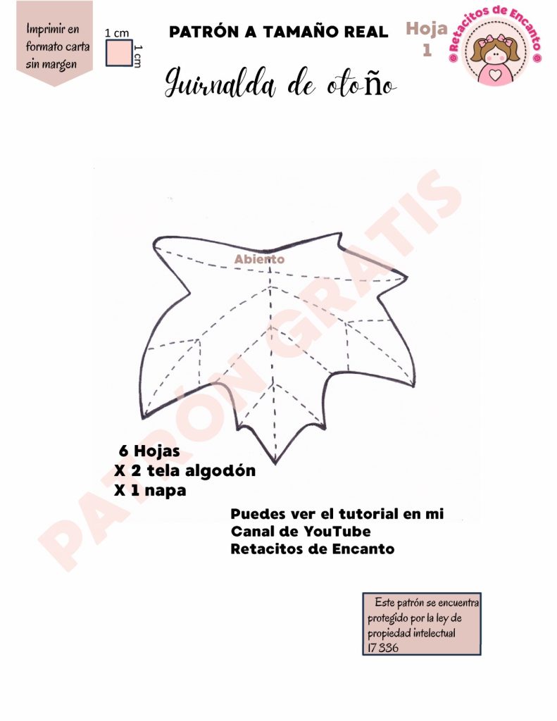 Guirlanda de folhas de tecido fácil - molde parte 3