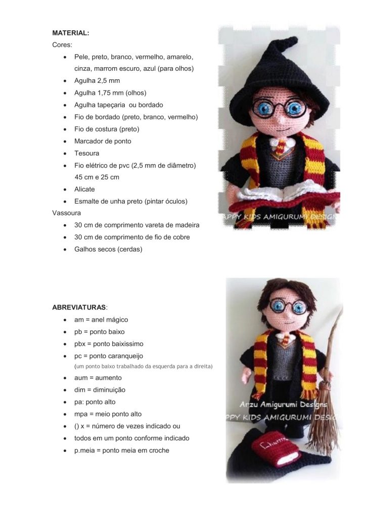 Harry Potter de amigurumi - molde parte 2