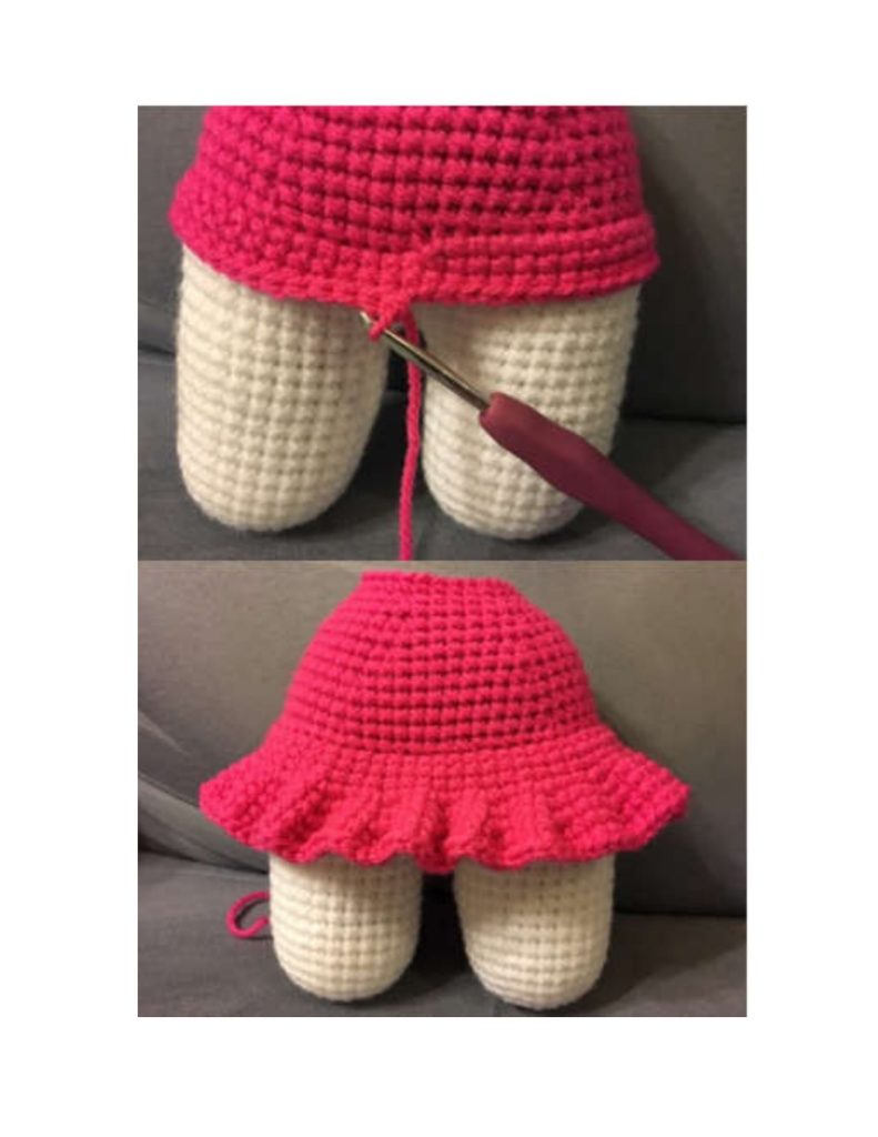 Hello Kitty de crochê com saia rosa - molde parte 10