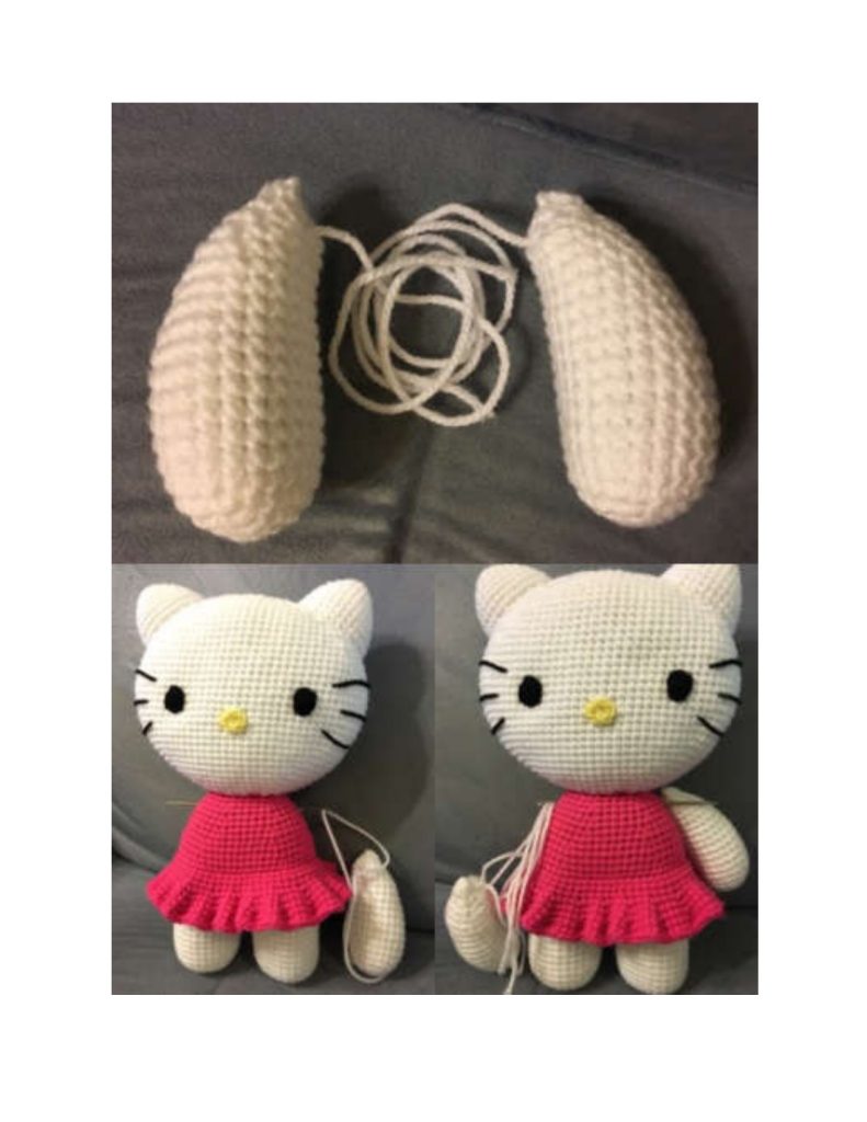 Hello Kitty de crochê com saia rosa - molde parte 12