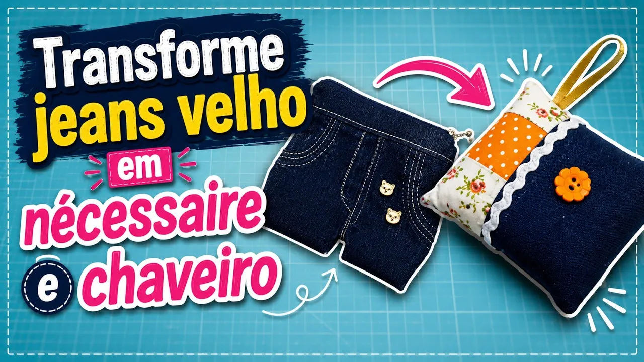 Ideia com retalhos de perna de calça jeans