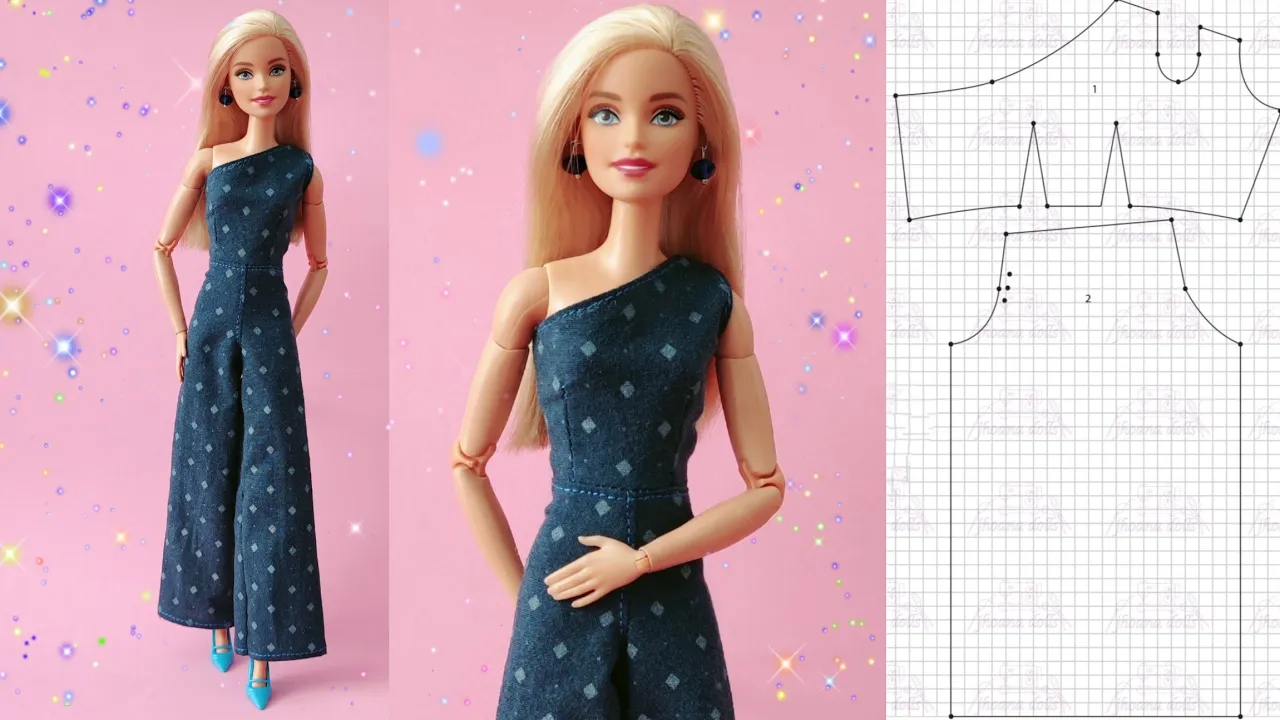 Macacão assimétrico para Barbie