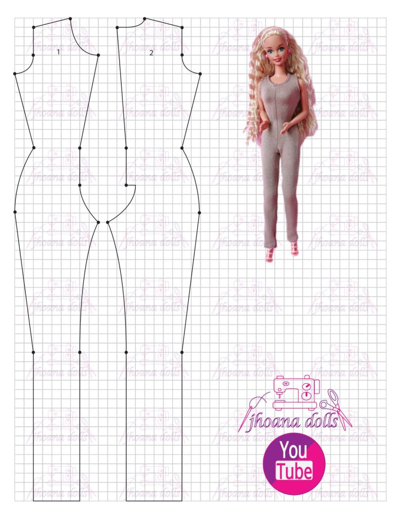 Macacão esportivo para Barbie antiga - molde parte 1
