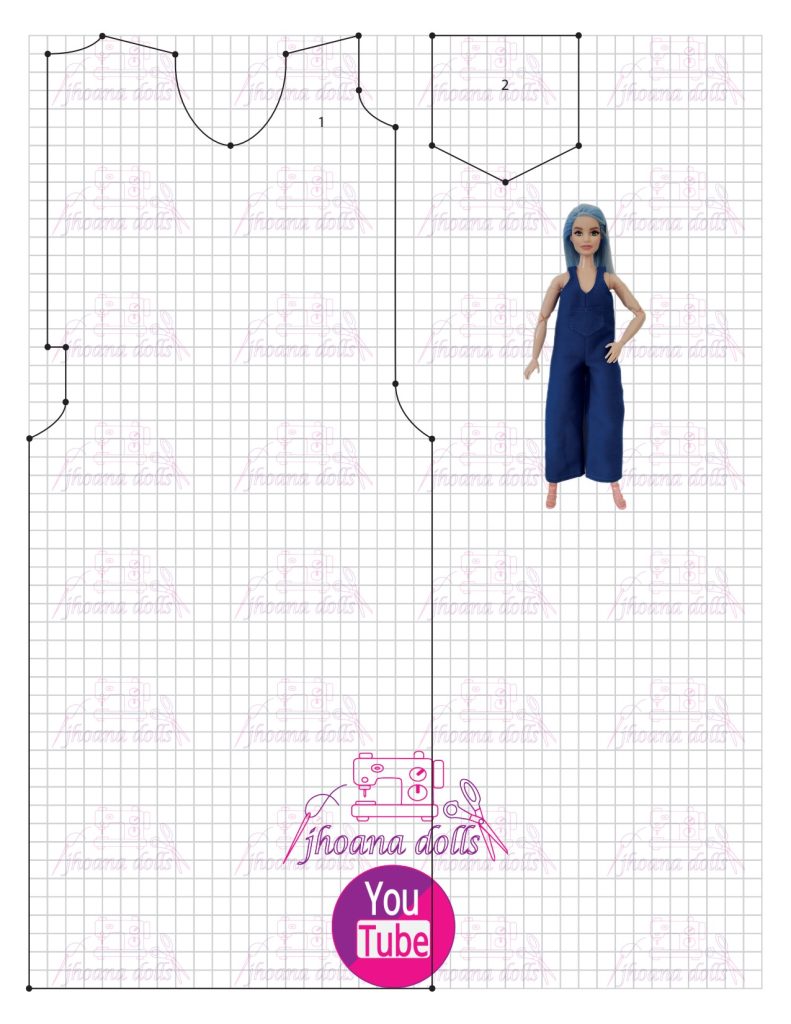 Macacão longo para Barbie Curvy - molde parte 1
