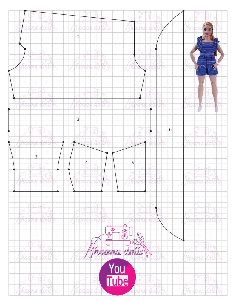 Macacão para Barbie Curvy modelo 42 - molde parte 1