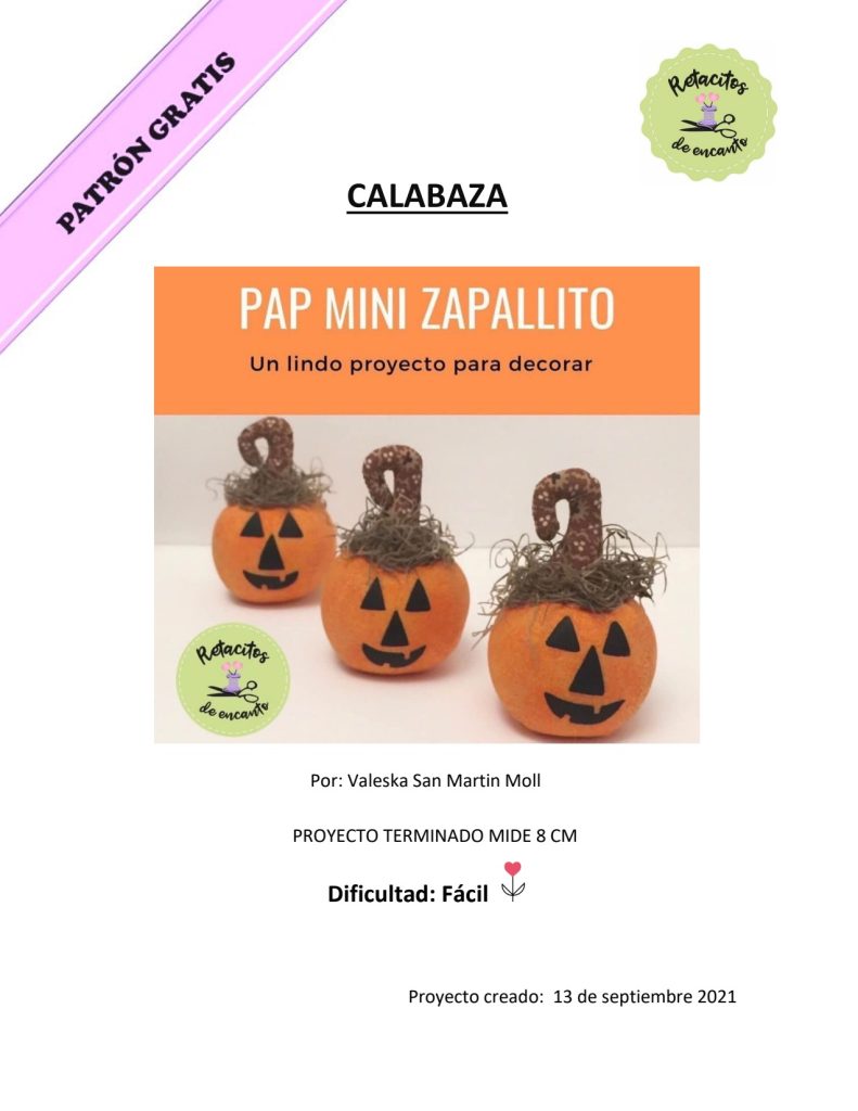 Mini abóboras de tecido para o Halloween - molde parte 1