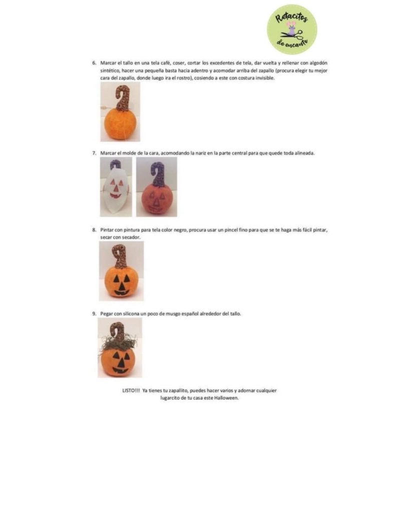 Mini abóboras de tecido para o Halloween - molde parte 4