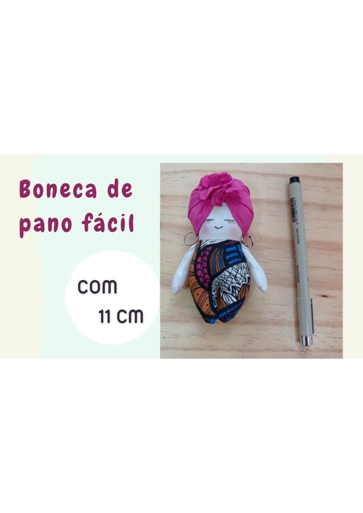 Mini boneca de pano de 11 cm fácil para iniciantes - molde parte 1