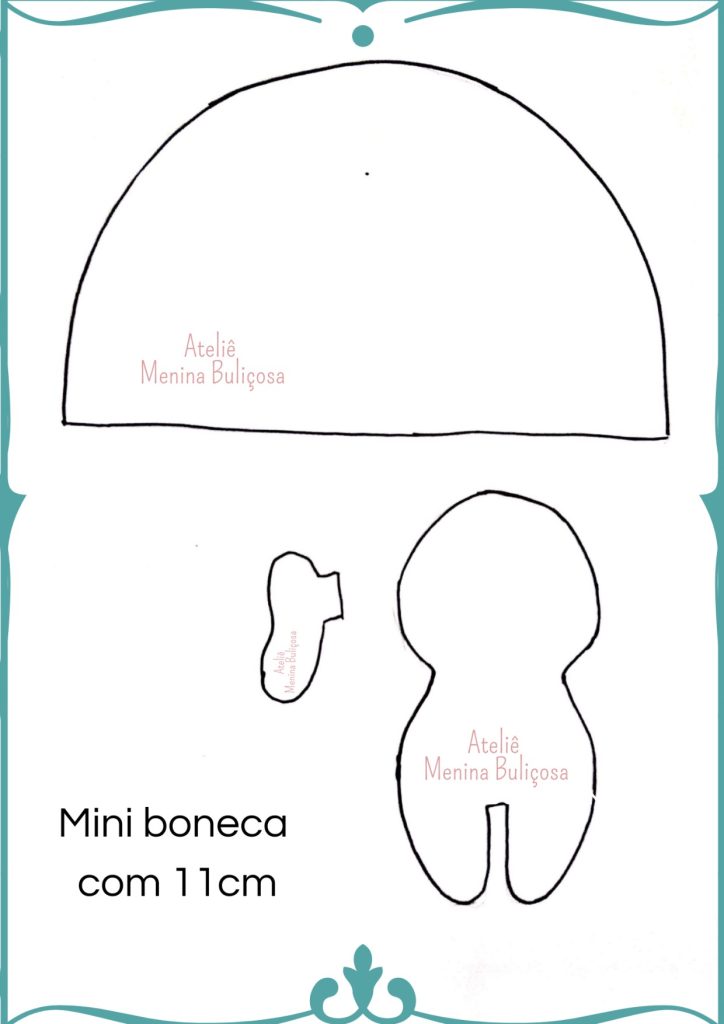 Mini boneca de pano de 11 cm fácil para iniciantes - molde parte 2