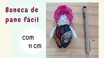 Mini boneca de pano de 11 cm fácil para iniciantes
