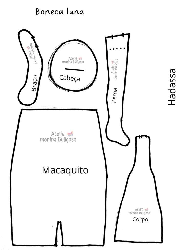 Mini boneca de pano - molde parte 2