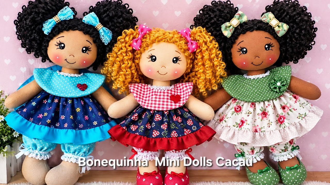 Mini bonequinhas com sobras de tecido