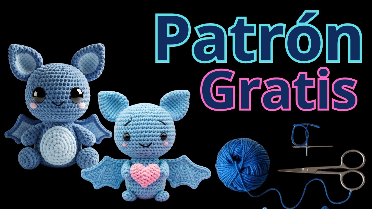 Morcego azul de amigurumi