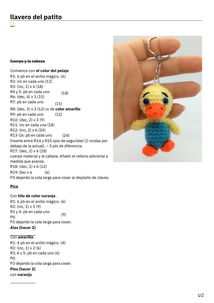 O patinho de amigurumi que vende sozinho - molde parte 2