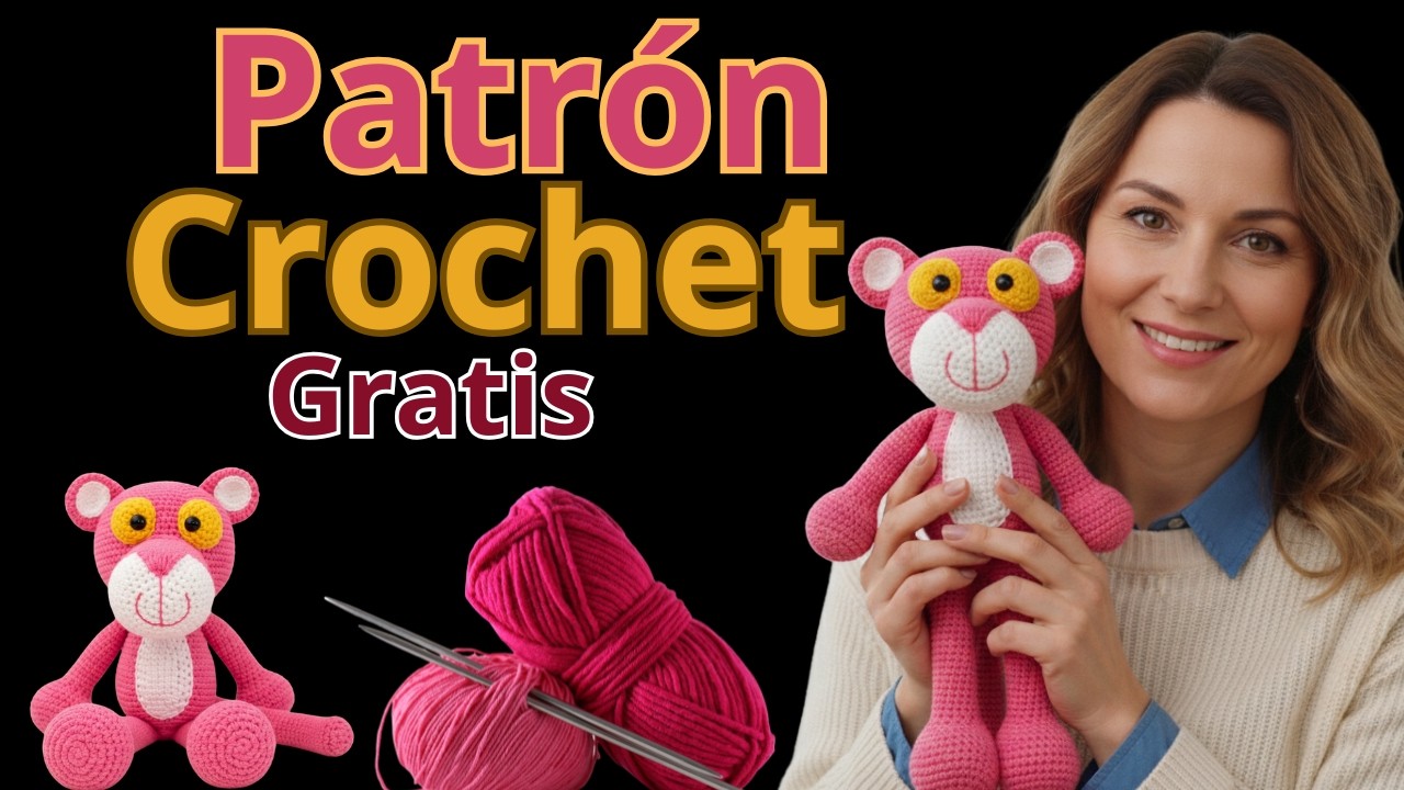 Pantera Cor-de-Rosa de amigurumi nível intermediário