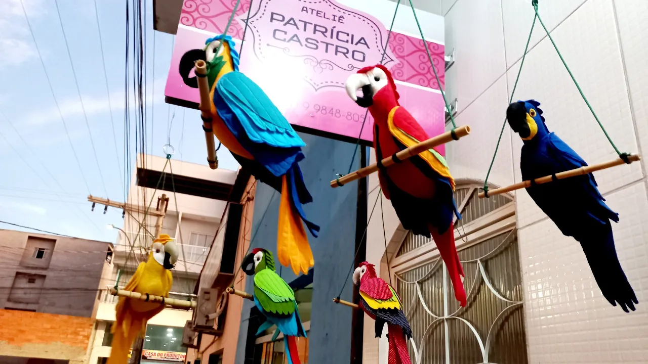 Pássaro arara de feltro 3D