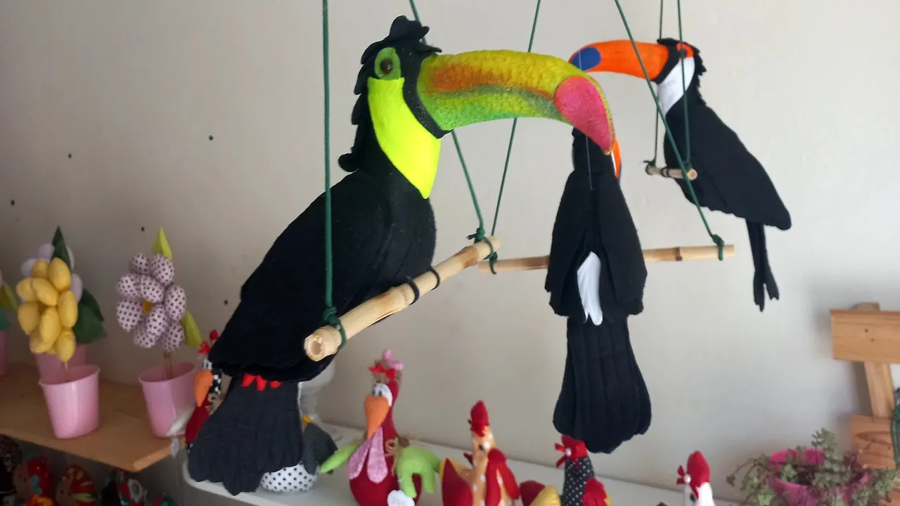Pássaro tucano de feltro 3D – montagem completa parte 1 - molde parte 1