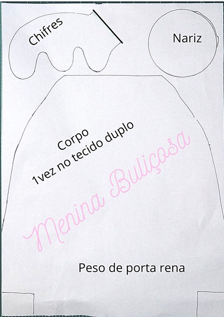 Peso de porta de rena para decoração natalina - molde parte 1