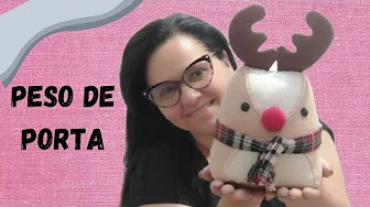 Peso de porta de rena para decoração natalina