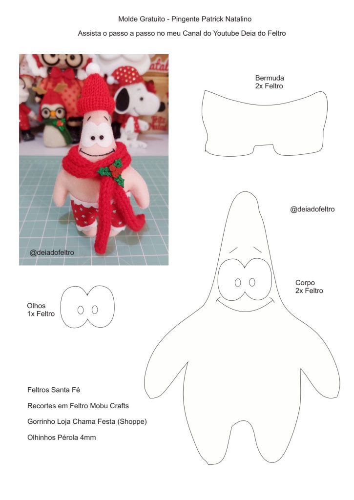 Pingente de Natal Patrick - molde parte 1