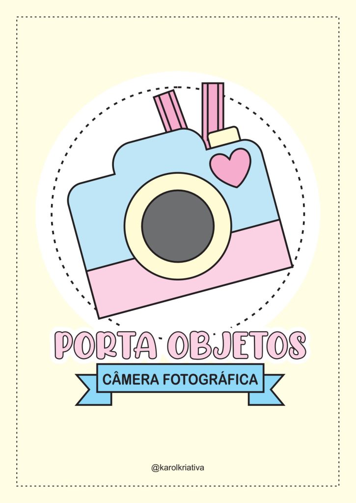 Porta-objetos de feltro em formato de câmera fotográfica - molde parte 1
