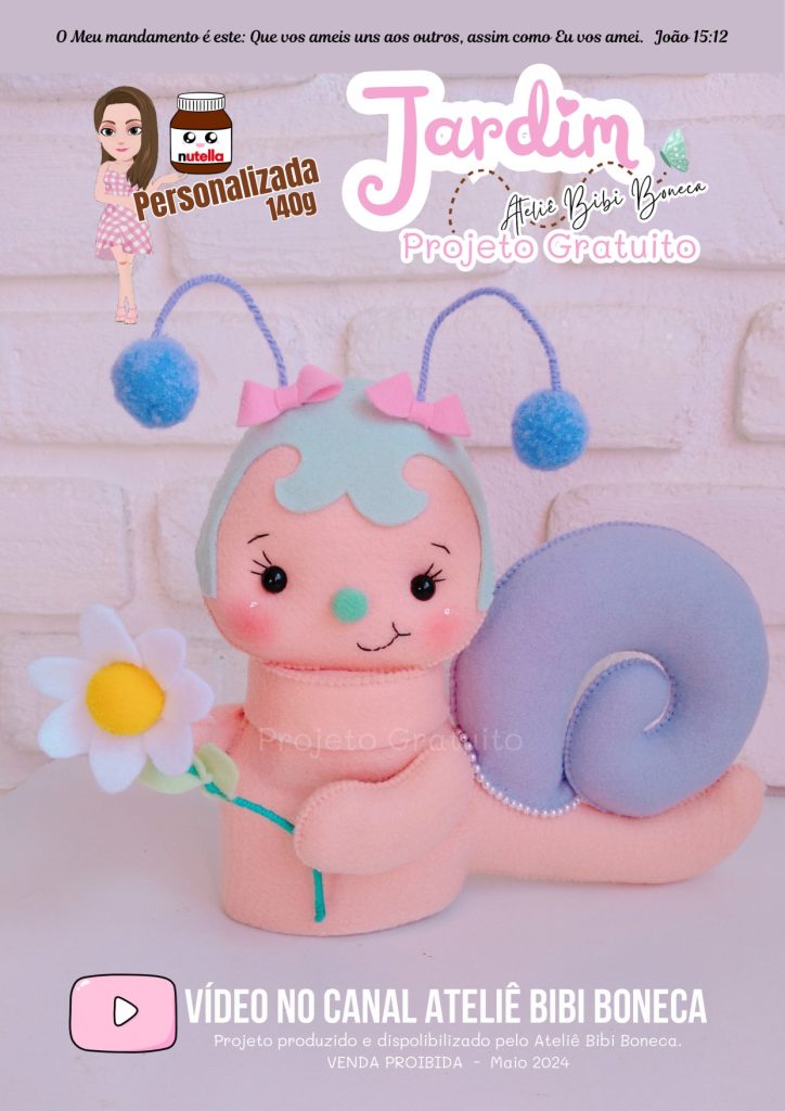 Pote de Nutella personalizado Jardim Encantado com caracol - molde parte 1