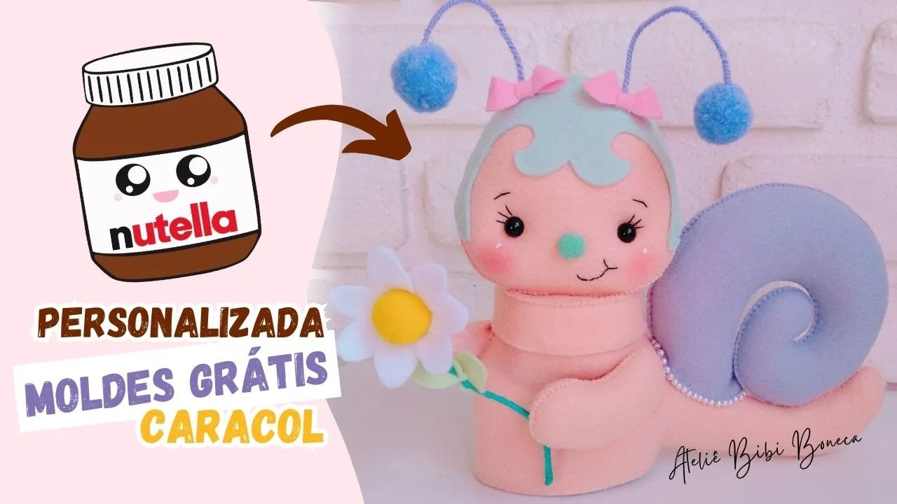Pote de Nutella personalizado Jardim Encantado com caracol