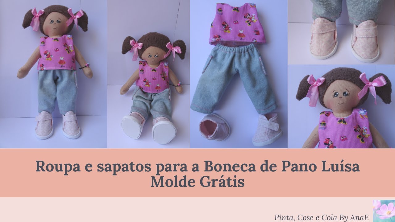 Roupa e sapatos para a boneca de pano Luísa