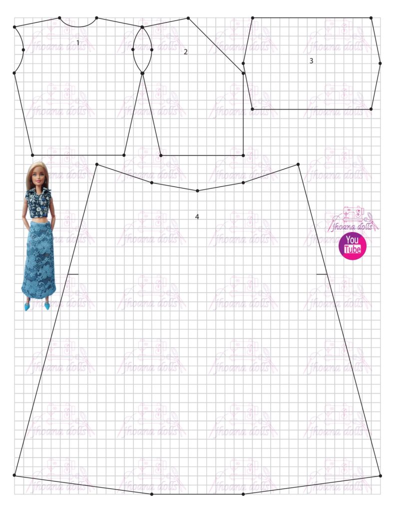 Saia e blusa para Barbie - molde parte 1