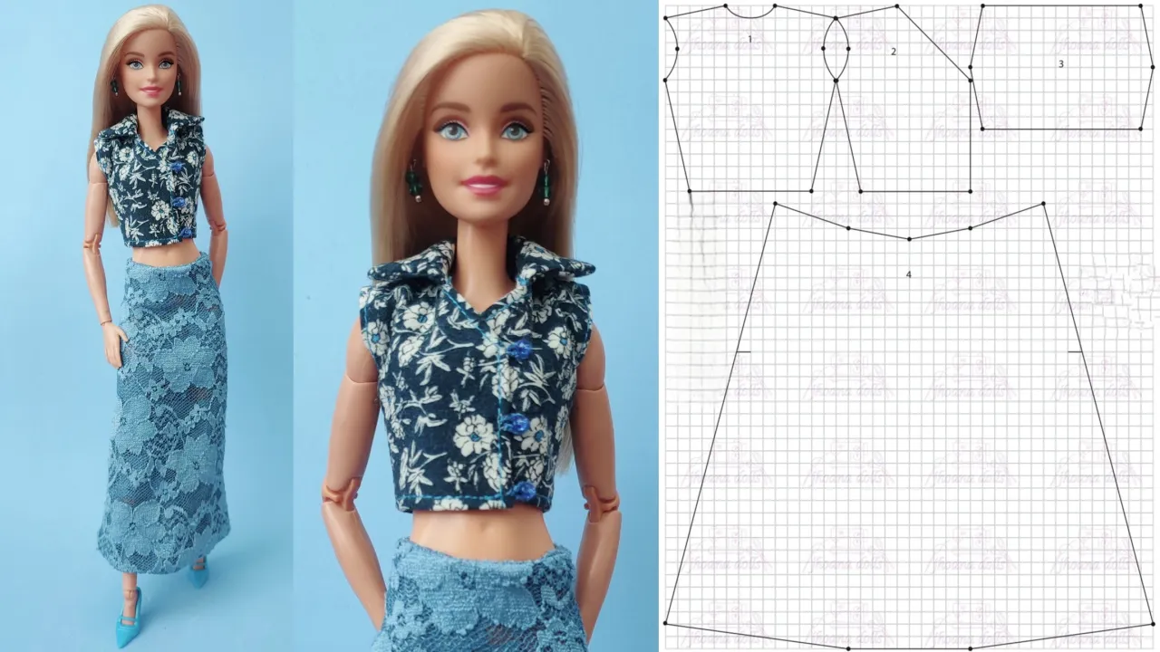 Saia e blusa para Barbie