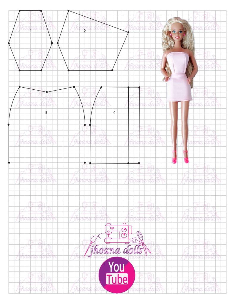 Saia e cropped para Barbie antiga - molde parte 1