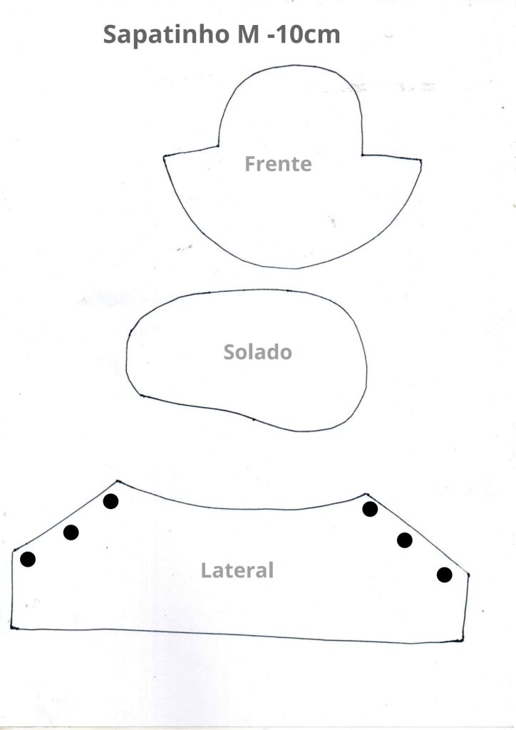 Sapatinho de boneca de pano em 3 tamanhos – 8, 10 e 12 cm - molde parte 3