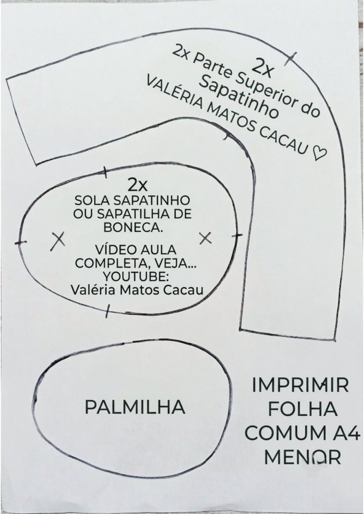 Sapatinho de boneca modelo 2 - molde parte 1